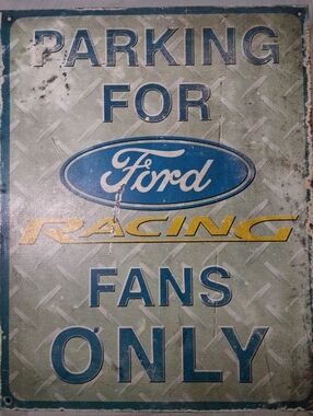 Parking For Ford Racing Fans Only Metal Sign Blue Diamond Plate 16x12